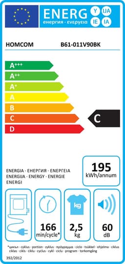 HOMCOM Wasdroger Roestvrij staal, ABS 48L x 40B x 56H cm Zwart — thumbnail 2