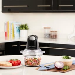 Elektrische Mini Chopper Keukenmachine voor Groenten, Fruit, Vlees - Met 1 Liter Glazen Kom en 2 Snelheden — thumbnail 3