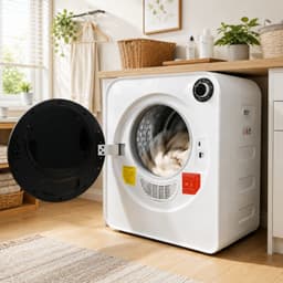 Compacte Luchtafvoer Wasdroger 3 kg - Mini Wasdroger met PTC Keramische Verwarming & RVS Diamant Trommel - Wandwasdroger 830W - 4 Programma's met Koelfunctie - Wit [Energieklasse G] — thumbnail 1