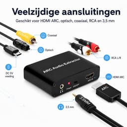 Audio-Adapter - ARC Audio Retour - HDMI naar Optisch/Coax/RCA - 192kHz - Zwart — thumbnail 4