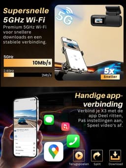 SNJY® Dashcam voor Auto - Auto Camera - Dashcam Voor en Achter - 4K - 170° Groothoek - 64GB - Zwart — thumbnail 5