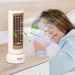 KZQ Bladloze Torenventilator - Usb Herlaadbaar - 3 Snelheden - 1200mAh Batterij - Stille Staande Ventilator - Geschikt Voor Slaapkamer Woonkamer Kantoor En Thuis - wit — thumbnail 2