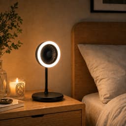 Tafelventilator met LED Licht - Bureauventilator met Verlichting - 3 Snelheden - Statief Ventilator met Flexibele Kop - Fan with LED Light - Mini Fan - Ventilator Staand met Draad - Desk Ventilator - Kleine Airco Verkoeler - Zwart - Silvergear — thumbnail 5
