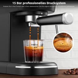 Seth Select Espressomachine 15 Bar – 1100W Koffiezetapparaat met Melkopschuimer, 1,2 Liter Afneembaar Waterreservoir – Compact RVS Design – Zwart — thumbnail 3