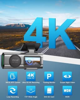 Thijox - 4K Dashcam Auto met WiFi, Afneembare Dashboard Camera, 170° Groothoek, G Sensor, Super Nachtzicht, 24U Parkeren Bewaking, 64G SD-Kaart, APP-B — thumbnail 5