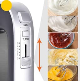 Elektrische Mixer - Keukenmixer Handmixer - Beslag Maken - Krachtige 800W Motor - 5 Snelheden - Zilver — thumbnail 4