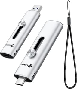 Dubbele poort USB-drive - Geheugenstick - Bestanden Overzetten - Snelle USB 3.2 - 512 GB - Zilverkleurig — thumbnail 1