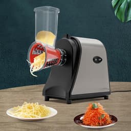 Elektrische Groentesnijder - Keukenmachine Snijmachine - Snel Groenten Snijden - Vijf Snijstanden - 1000W Vermogen - Zilver Zwart — thumbnail 4