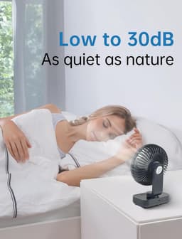 Mini Bureauventilator - Stil - Oplaadbaar - 3600mAh Batterij - 4 Windsnelheden - 120° Oscillatie - Voor Thuis, Kantoor En Reizen - Zwart — thumbnail 3