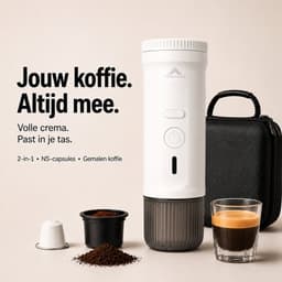 Torngat NomadBrew Go Draagbare Koffiemachine – Zelfverwarmende Espressomachine 20 Bar – Koffiezetapparaat voor Onderweg, Auto, Camping & Camper – NS-Capsules/Gemalen Koffie – 7500mAh – Warme Koffie Zonder Waterkoker – Wit – Reis Koffieapparaat — thumbnail 1