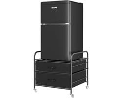 Koelkast Standaard - Opbergunit Trolley - Ruimte Organiseren - Met Zwenkwielen - 56 cm Hoog - Zwart