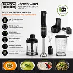 Black&Decker 3-delige Kitchen Wand™ 7,2V draadloze staafmixerset inclusief 2-delige accessoireset, zwart - BCKM1013KB-QW — thumbnail 3
