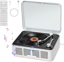 Retro Bluetooth-luidspreker - Bluetooth Luidspreker - Bleutooth Speakers - CD-speler - Bluetooth 5.0 - Meerdere Afspeelmodi - Dubbele Stereoluidsprekers - Wit — thumbnail 3