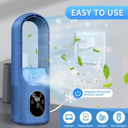 Mobiele airconditioning - 6 modi, draagbare luchtkoeler met waterkoelventilator, timer 1-6 uur, 7-kleurig ledlicht, mistfunctie, waterreservoir en ijsvak, mini-airconditioning, stil voor thuis, kantoor — thumbnail 2