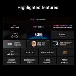 ASUS ROG Strix OLED XG27AQDMESZ - QHD OLED Gaming Monitor - 240hz - Neo Proximity Sensor - 27 inch — thumbnail 3