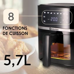 SnelShoppen - Luchtfriteuse Airfryer 5,7L, Digitale Touchscreen, 1700W, 8 Voorgeprogrammeerde Menu's, Instelbare Timer, Gezond Koken zonder Olie, Temp — thumbnail 5