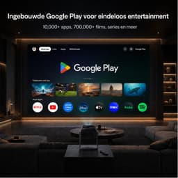 Zoomly® Pro MAX+ Mini Beamer – 700 ANSI Lumen – Thuisbioscoop Beamer met Android 14, WiFi 6 & Bluetooth 5.4 – Full HD 1080p – Ondersteunt 4K – Gratis Smart Remote — thumbnail 3
