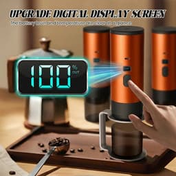 Hutjemutje - draagbare koffiezetapparaat - koffiemachine - draadloos voor in de auto - 12V - espresso - nespresso - dolce gusto - capsule koffie - gemalen koffie - oplaadbaar - oranje — thumbnail 3