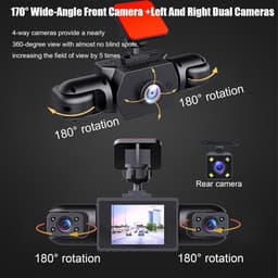 KZQ 4-kanaals dashcam auto 360 graden met 4 camera's 1080p voor achter links rechts 2 inch scherm full view opname met 32GB SD-kaart voor maximale veiligheid — thumbnail 5