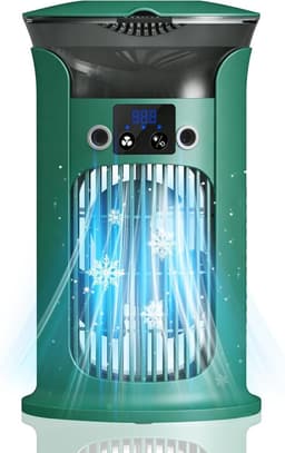 Mobiele Airco - 3-in-1 - 400ml - Kleine Airconditioning zonder Afvoer Slang - Draagbare Ventilator - 50 dB - 3 Functies & Snelheden - 90° Oscillatie - Luchtbevochtiger - Slaapkamer Kantoor Woonkamer - Blauw — thumbnail 1