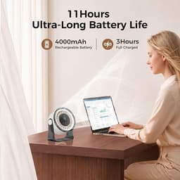 MERTTURM Oplaadbare USB Bureauventilator, Kleine Draagbare Stille Tafelventilator met 100 Snelheden, 360° Rotatie, Wandmontage, LED-display voor Slaapkamer, Thuis, Kantoor, Reizen (Wit) — thumbnail 2