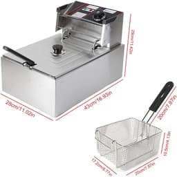 Elektrische Friteuse - Friteuse met Mand - Frietjes en Snacks Maken - Roestvrij Staal Constructie - 55 Liter - Zilverkleurig — thumbnail 3
