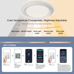CreateEcom plafondventilator - plafondlamp - stille ventilator - dim mogelijkheid - 3 kleuren licht - app control - met afstandsbediening - 50 x 50 x 11 cm - wit — thumbnail 1