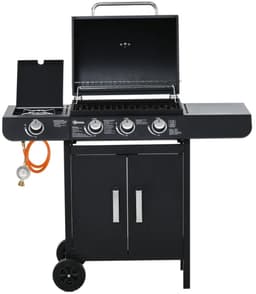 Miryx Gasbarbecue - Grillwagen - Gasgrill - met 4 Branders en 1 Zijbrander, Drukregelaar en Slangen - 110x50x100 cm - Zwart — thumbnail 1
