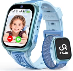 Ralio R5 Plus Smartwatch kinderen 4G met HD Camera - gps horloge kind met simkaart - 1.83 Inch HD Curved Display - GPS Tracker - Videobellen - SOS Noodoproep - Voor Jongens en Meisjes - Roze/Zwart/Blauw — thumbnail 1