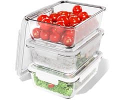 Dailygoods- Maaltijdbereidingsdozen set van 3 - Glazen Bakjes met Deksel - Vaatwasser/Magnetron/Oven Geschikt - Voedselbewaardozen 3x 1040ml - Transparant - Gezond Eten - Voedselopslagbakjes