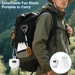 Draagbare plafondventilator voor op de camping - Kampeerfan - Met verlichting en afstandsbediening - USB - 3 windsnelheden - Plafondventilator met verlichting - Geschikt voor buitenactiviteiten, kamperen, kantoor en andere gelegenheden - Wit — thumbnail 4