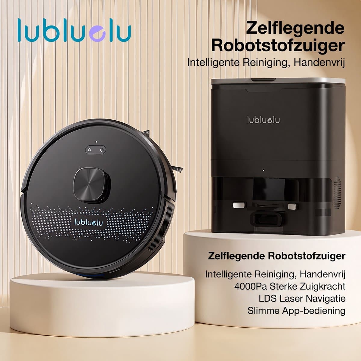 Lubluelu SL60MAX+ Robotstofzuiger met Dockingstation - Robot Stofzuigers met Dweilfunctie - 7000Pa -LiDAR-navigatie – Borstel die klitten voorkomt – Ideaal voor dierenharen — afbeelding 1