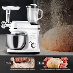 SnelShoppen - Avilia Planetaire Keukenmachine 6,5 L met Vleesmolenset en Roestvrijstalen Mixer, 1900 W, 360 Graden Roeren, 6 Snelheden voor Perfect De — thumbnail 5