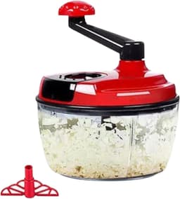 Handmatige Keukenmachine - Groentehakker Crank - Snel Ingrediënten Snijden - Robuuste Snijbladen - 18.5 x 18.5 cm - Rood — thumbnail 1