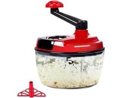 Handmatige Keukenmachine - Groentehakker Crank - Snel Ingrediënten Snijden - Robuuste Snijbladen - 18.5 x 18.5 cm - Rood