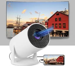 SnelShoppen - Mini Draagbare Projector 1080P Full HD, 180° Draaibare Buitenprojector voor Thuis, Klein Thuisbioscoop Projector Compatibel met Smartpho — thumbnail 1