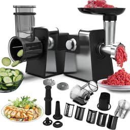 Elektrische Keukenmachine - Vleesmolen Rasp - Maaltijden Bereiden - 2-in-1 Multifunctioneel - 600W - Zilver — thumbnail 1