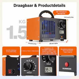 Fokelyi Ozon Generator - Ozonmachine Luchtreiniger 60.000 Mg/u - Geurverwijderaar Kantoor Voor Auto En Huis Tot 300m² - Formaldehyde Verwijderaar Desinfectie Met Timer - Zwart — thumbnail 2