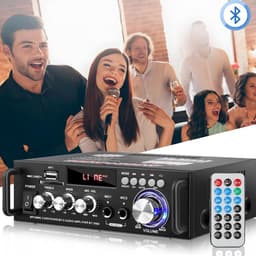 HiFi stereo audioversterker - 600W Bluetooth mini-versterker - Met basversterking, USB, MP3, FM-radio - Geschikt voor auto's en thuisgebruik - Kaart-/USB-ingang - 12V/220V Bluetooth thuisversterker - Stereo versterker — thumbnail 5