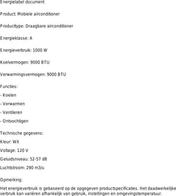 Mobiele Airco - Verplaatsbare Koeler - Ruimte Koelen - 4-in-1 Functie - 32 m2 - Wit — thumbnail 2