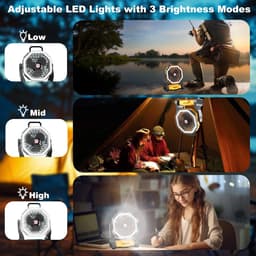 Draadloze Campingventilator met LED-lamp – Koele lucht en verlichting, waar je ook bent — thumbnail 3