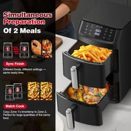 Seth Select Dubbele Airfryer 11 Liter – 2500W Heteluchtfriteuse met 2 Onafhankelijke Kookzones, 8 Automatische Programma's en 6-in-1 Functies – XL Airfryer — thumbnail 5