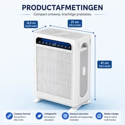 DPLUNIQ Luchtreiniger - Luchtzuiveraar - Air Purifier - Luchtreiniger Met HEPA-filter - 100m² - Stille Slaapmodus - 16,5x31x41cm - Wit — thumbnail 4