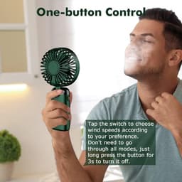 Draagbare ventilator, mini USB oplaadbare draagbare ventilator, kleine zakventilator met 5 snelheden en voet, 4200 mAh batterij, opvouwbare bureauventilator voor kantoor en buitengebruik — thumbnail 4
