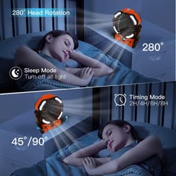 20000 mAh USB-campingventilator met LED-verlichting, draagbare oplaadbare bureau-/tentventilator met afstandsbediening en haak, 270° draaibare kop voor vissen en als windscherm. — thumbnail 5