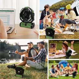 20000 mAh USB-campingventilator met LED-verlichting, draagbare oplaadbare bureau-/tentventilator met afstandsbediening en haak, 270° draaibare kop voor vissen en als windscherm. — thumbnail 2