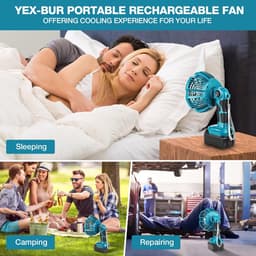 Makita 18V Li-ion accu draagbare ventilator met verlichting, stille USB oplaadbare bureauventilator met afstandsbediening, 4-uurs timer, krachtige luchtstroom, 3 snelheden — thumbnail 2