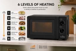 Swiss Haus® MW23 Vrijstaand - 20L – 700W Digitale Solo Microgolfoven - 6 Vermogensstanden - Compact - Zwart — thumbnail 2