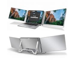 Portable Monitor 2x 16 inch Full HD - OneCable - Tri Screen Laptop Scherm Uitbreider - Extra Scherm Laptop - Draagbare Monitor - Plug & Play - Solvify