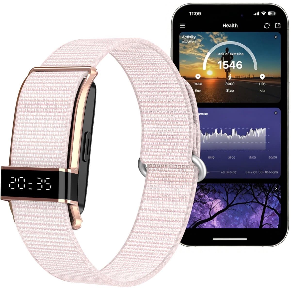 Activity Tracker - Smartwatch - Stappenteller Horloge - Bloeddrukmeter - Slaapmonitor - Hartslagmeter - APP - Heren - Dames - Geschikt voor iOS/Android - Roze — afbeelding 1